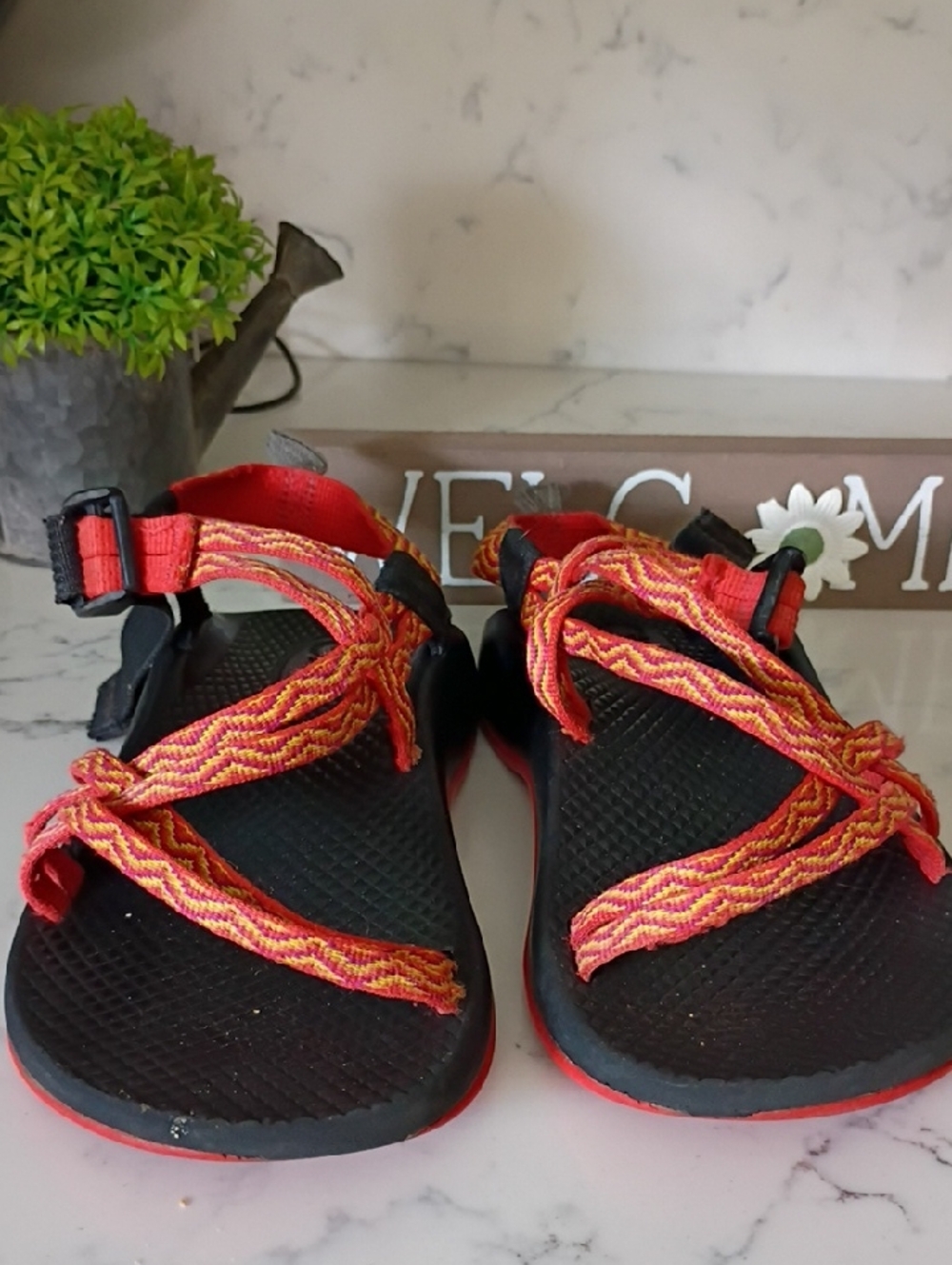 CHACO Kids Red and Orange Outdoor Sandals